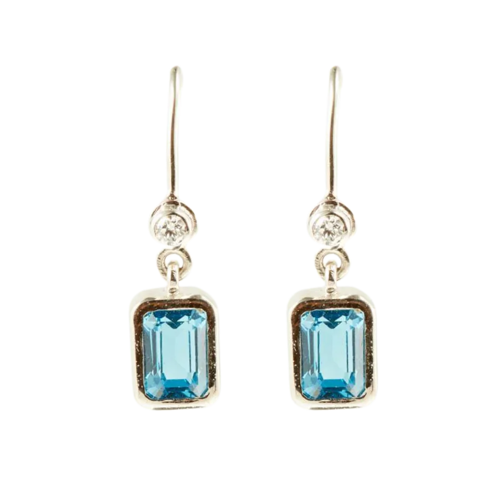 Blue Topaz & Diamond Earrings - Jivans