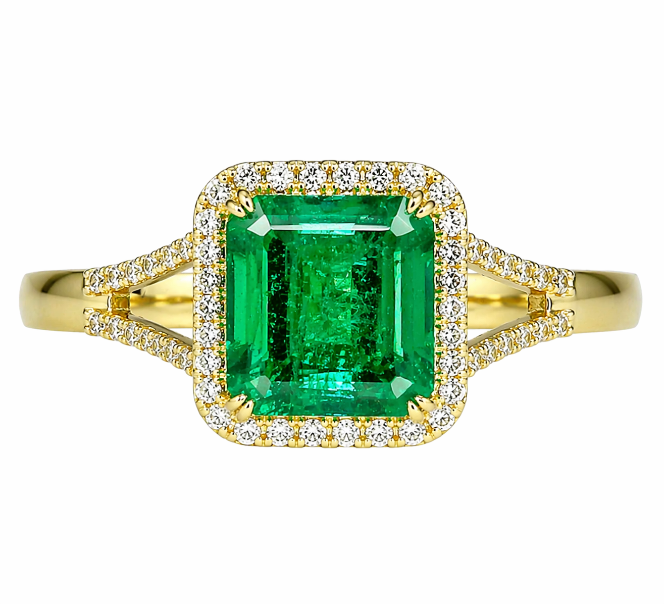 Emerald and Diamond Cup Ring