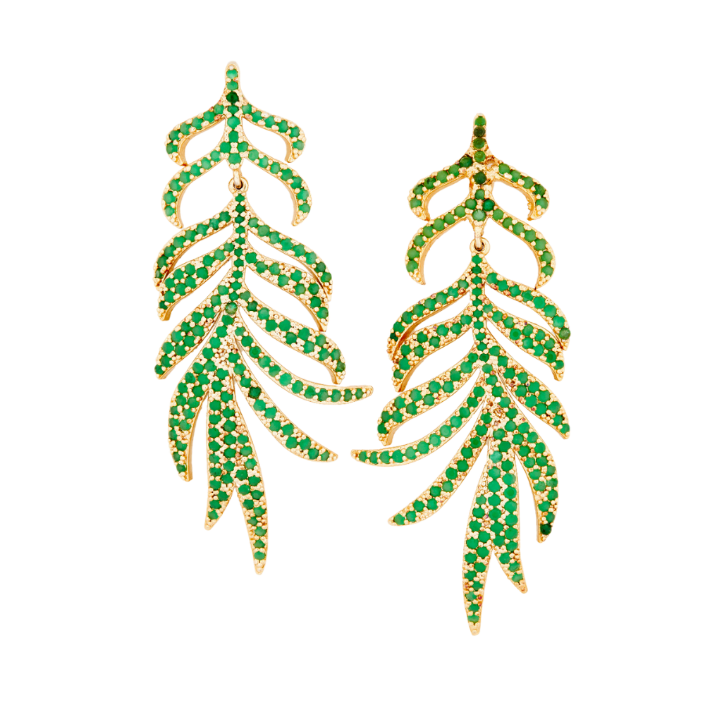 Emerald Leaf-Shaped Earrings - Jivans