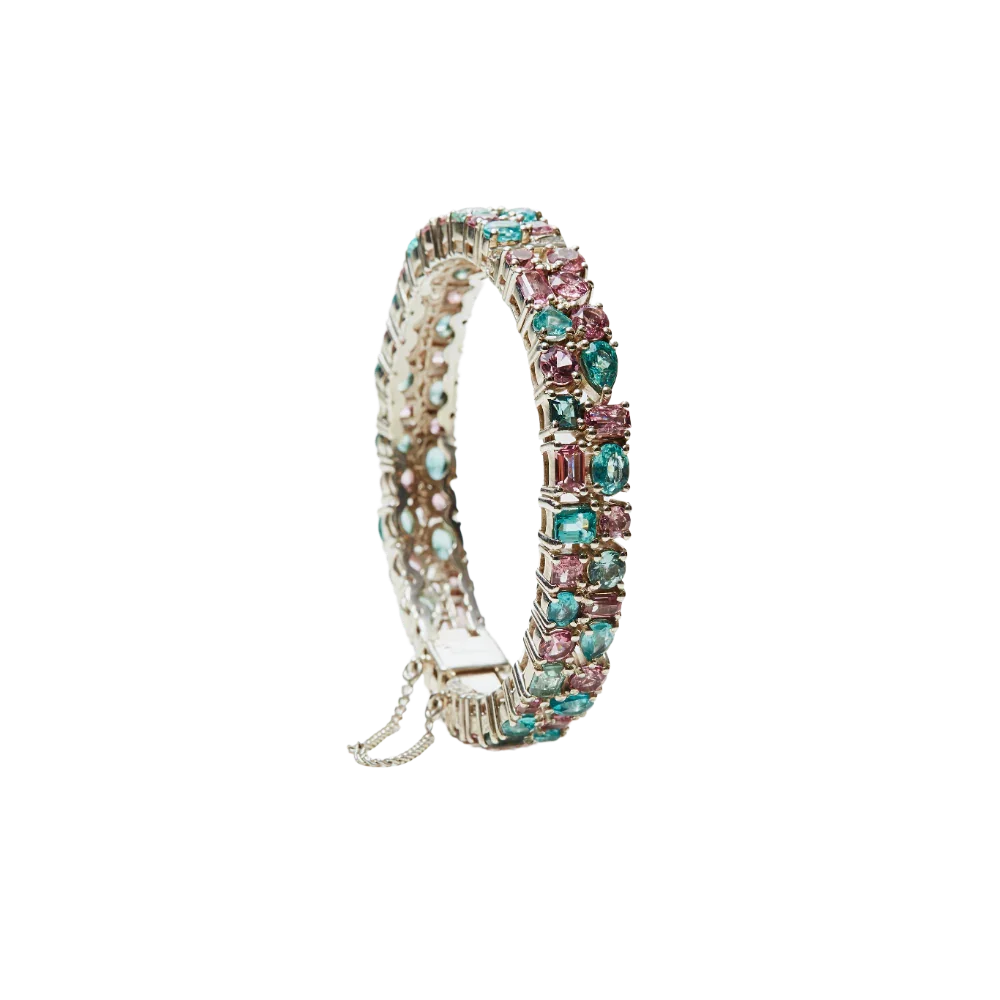 Pink Spinal & Blue Topaz Bangle - Jivans