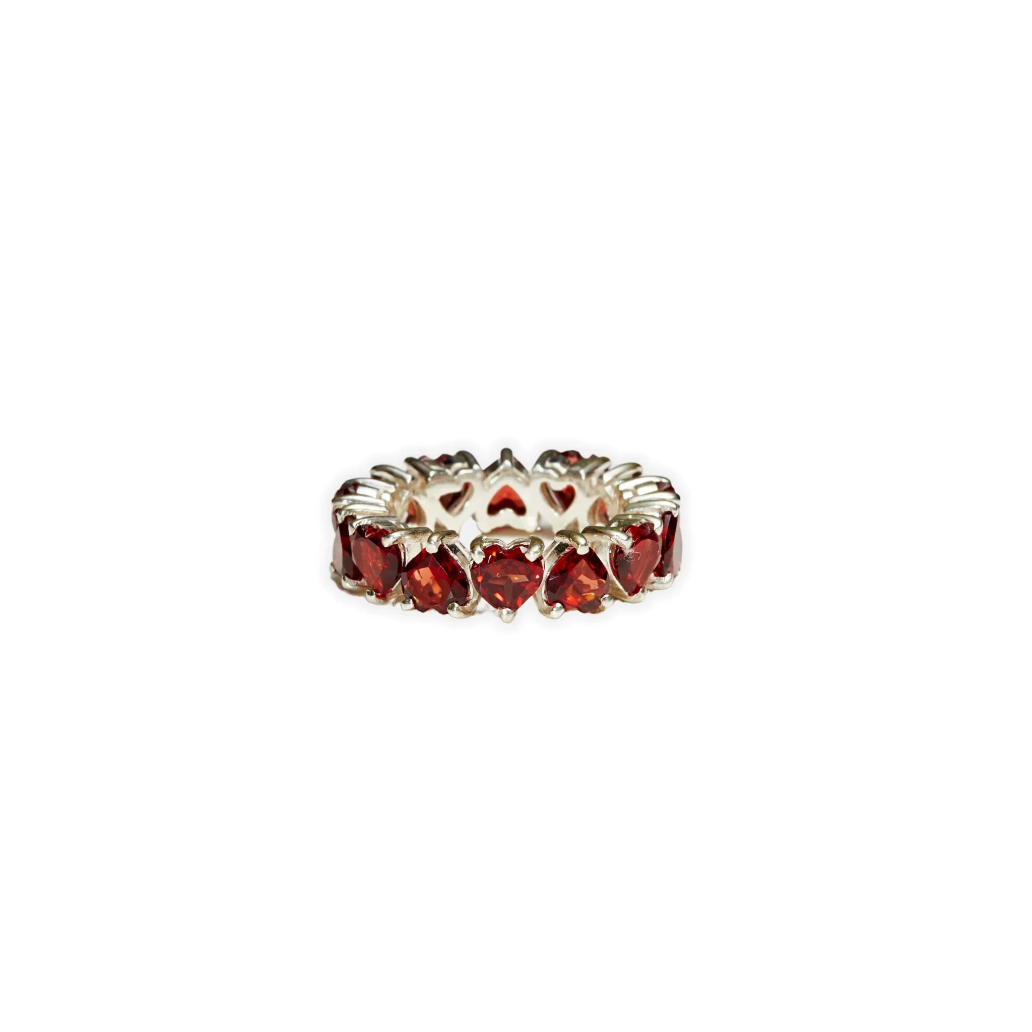 Red Garnet Silver Ring - Jivans