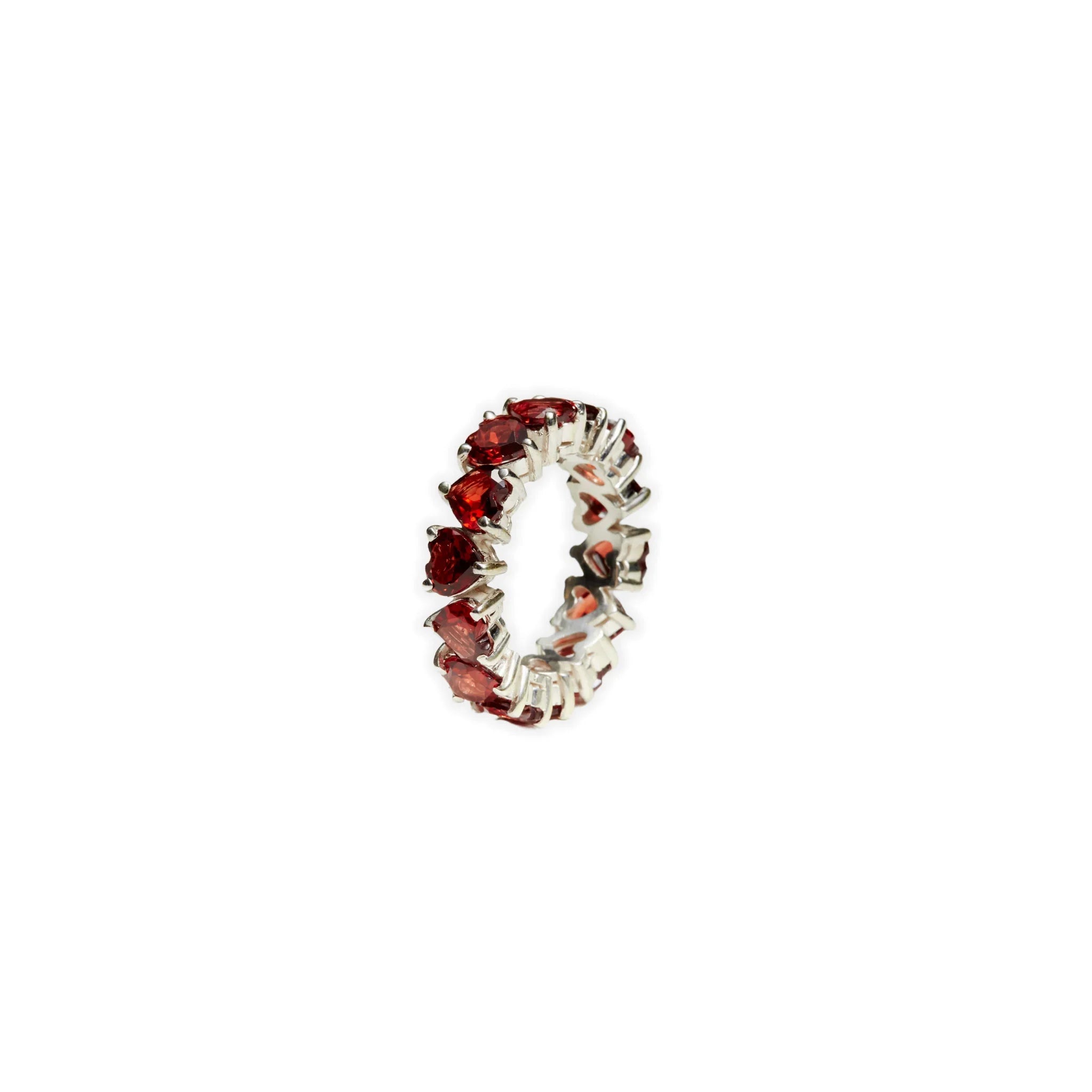 Red Garnet Silver Ring - Jivans
