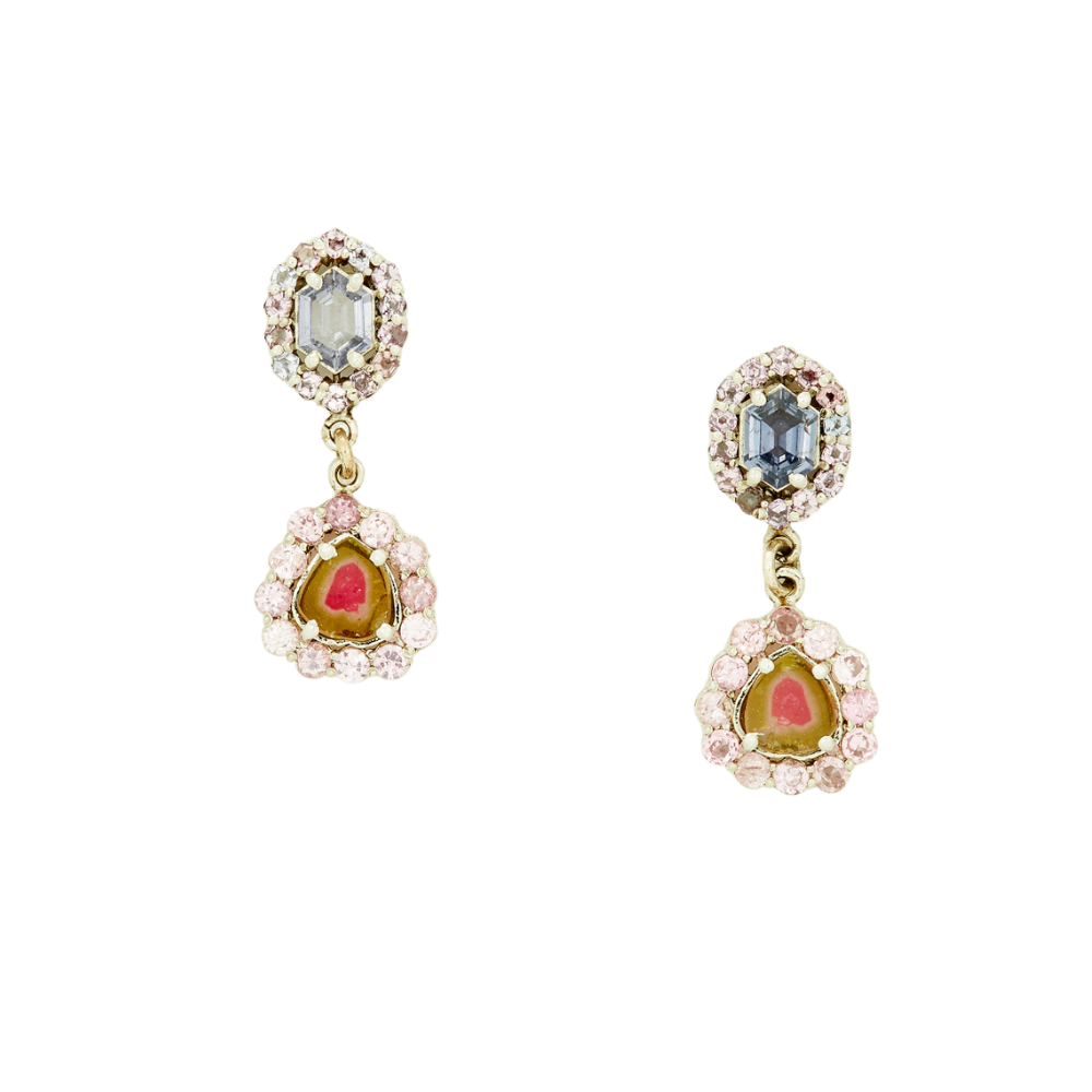 Spinel & Watermelon Slice Earrings - Jivans