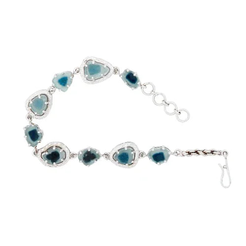 Watermelon Tourmaline Slice Bracelet - Jivans