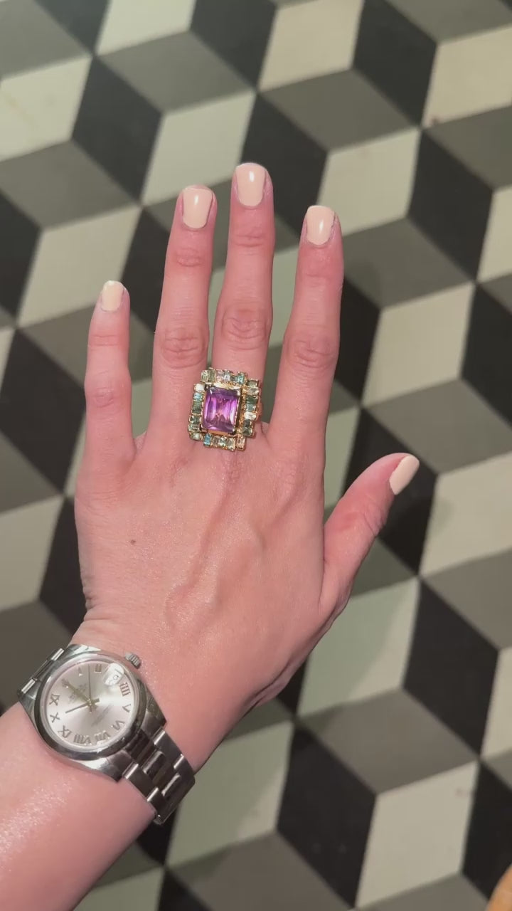 Amethyst & Tourmaline Ring