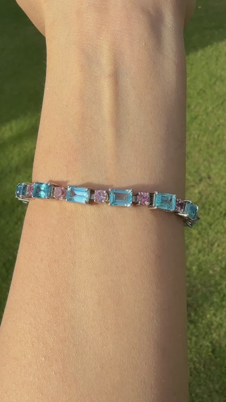 Blue Topaz & Pink Spinel Bracelet
