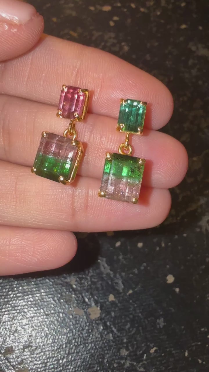 Bi Colour Tourmaline Earrings