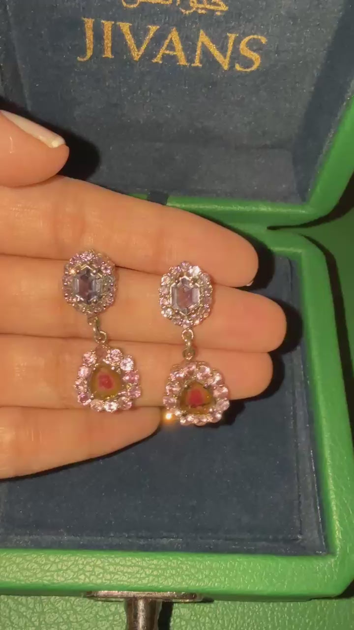 Spinel & Watermelon Slice Earrings